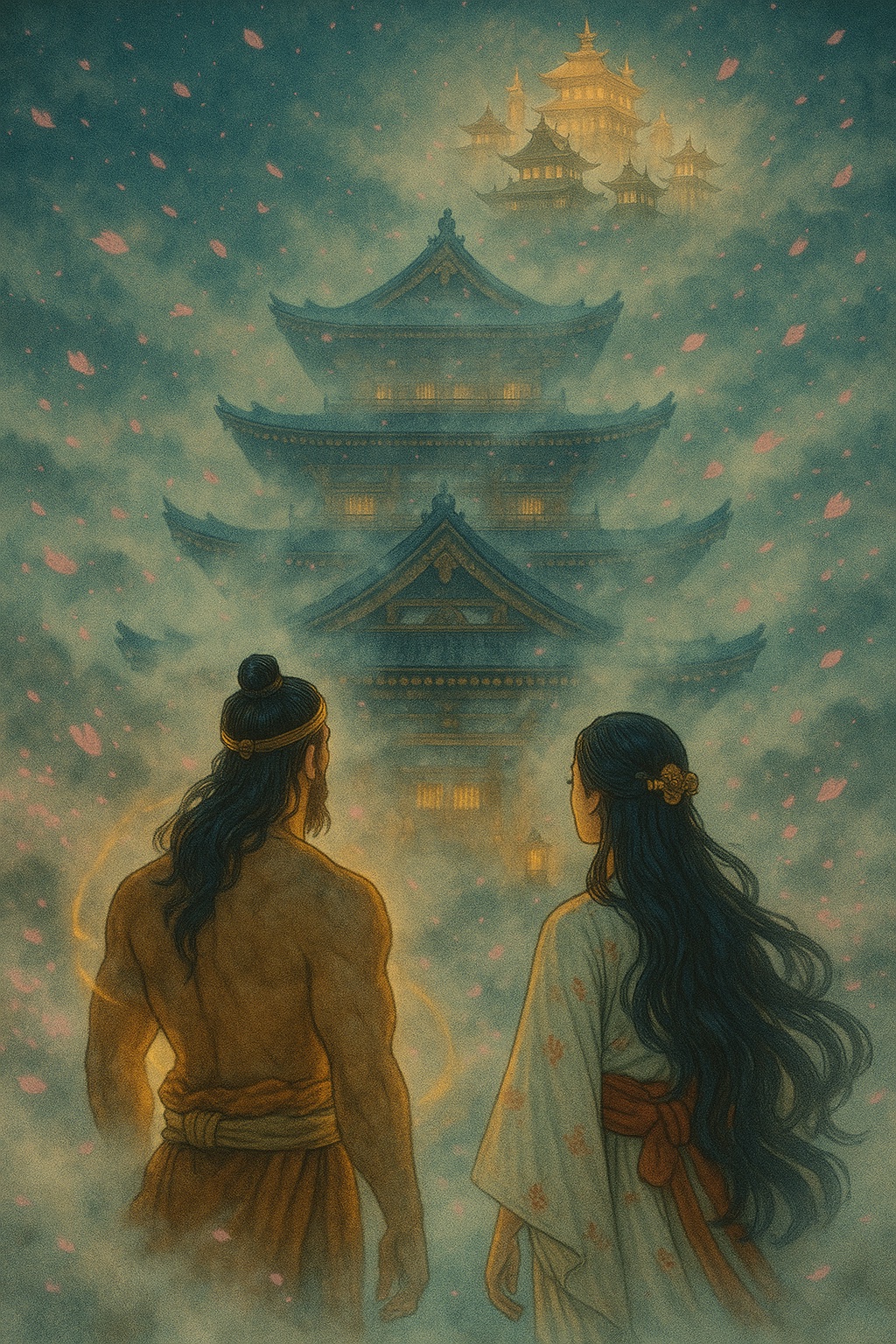 Izanagi and Izanami enter the palace