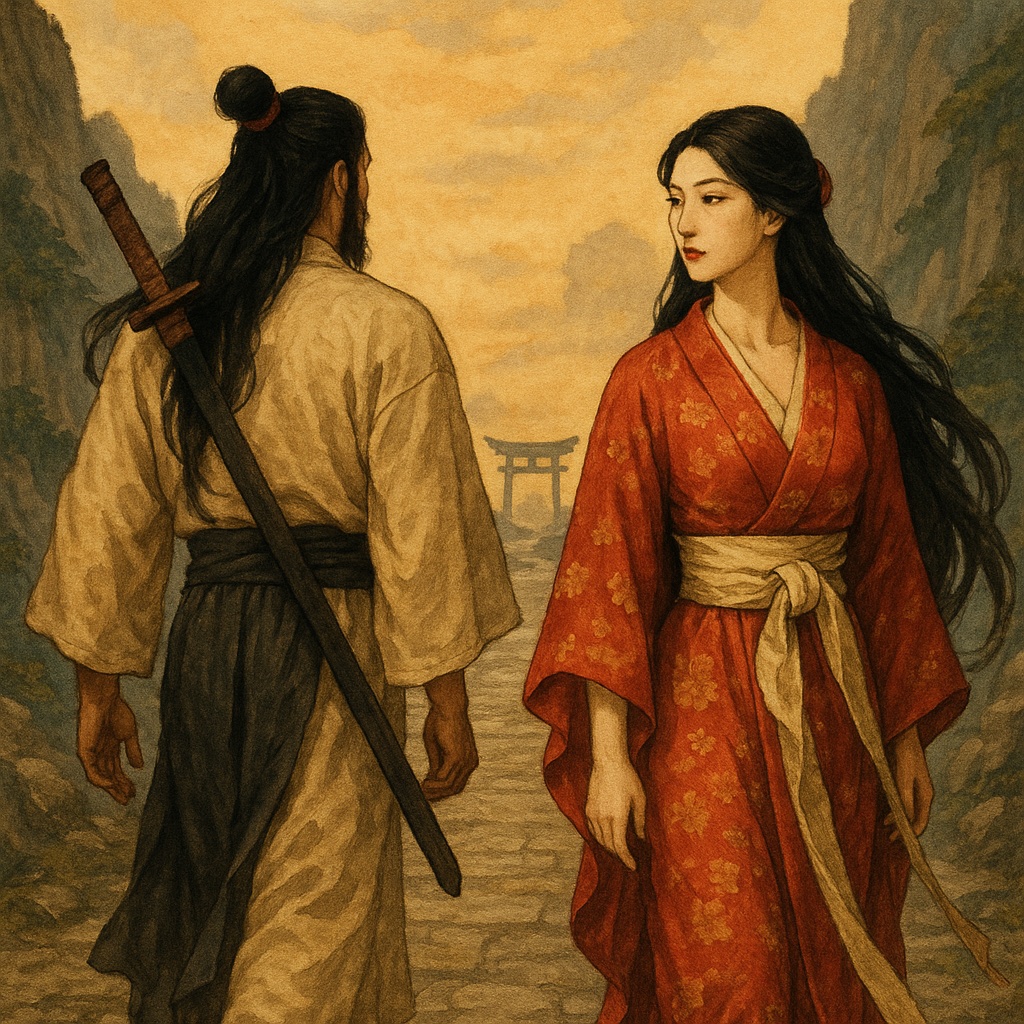 Izanagi and Izanami walked from opposite directions