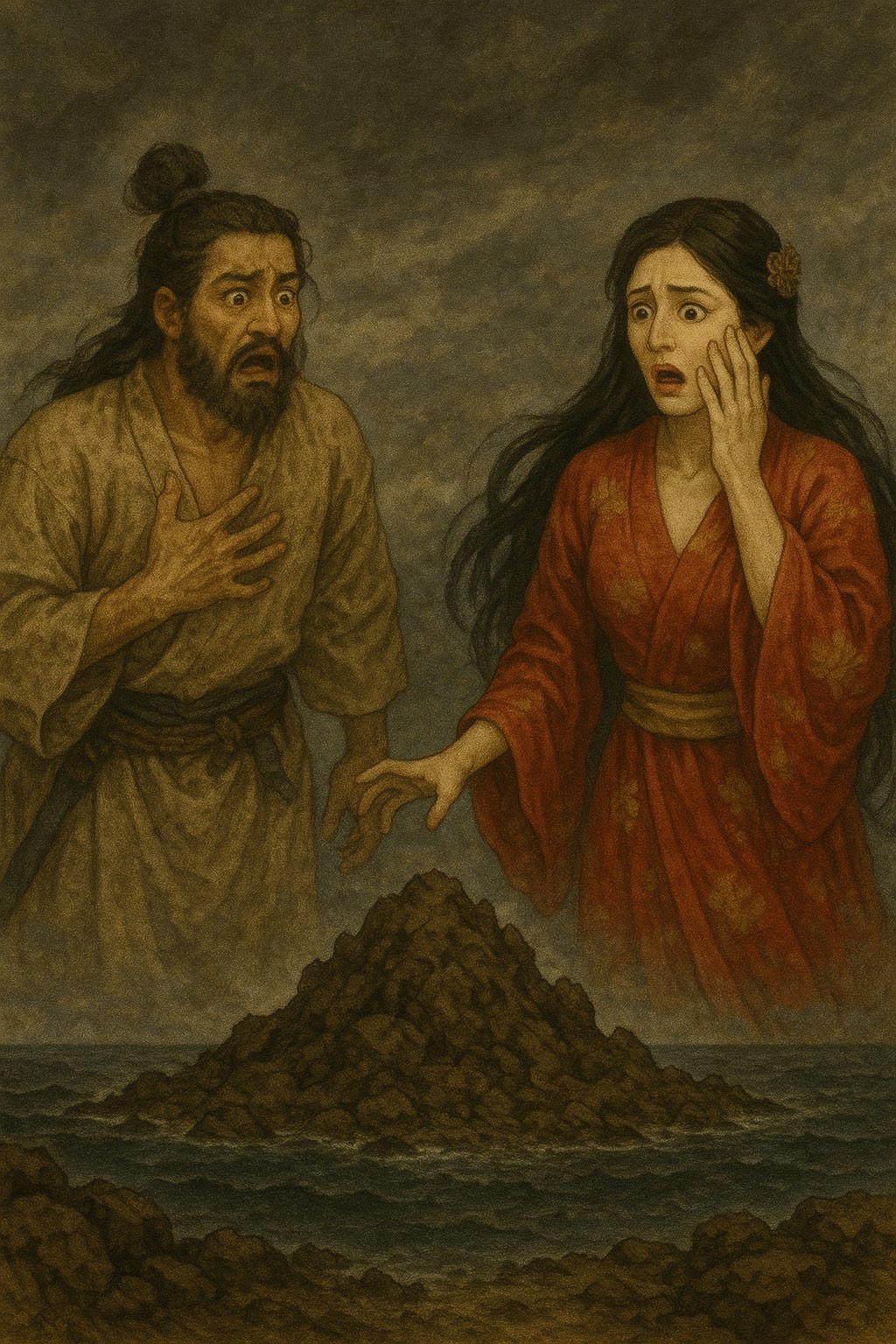Izanagi and Izanami horrified with their first offspring