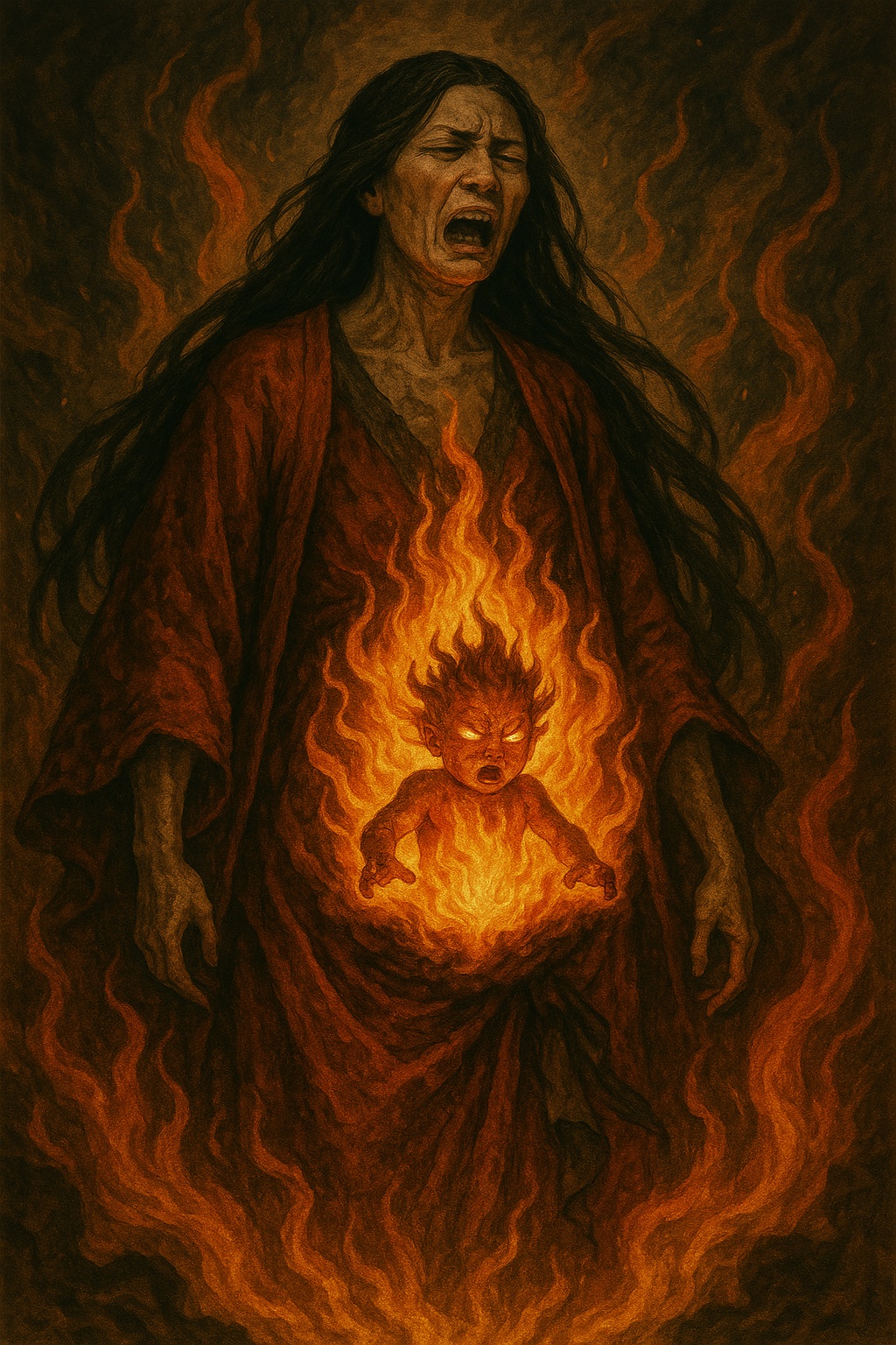 Izanagi gives birth to the god of fire