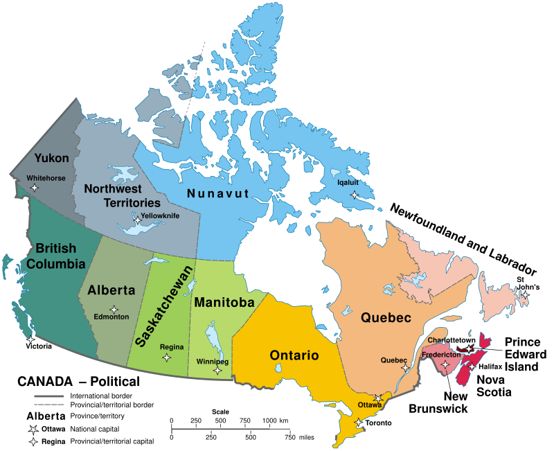 Political Map of Canada