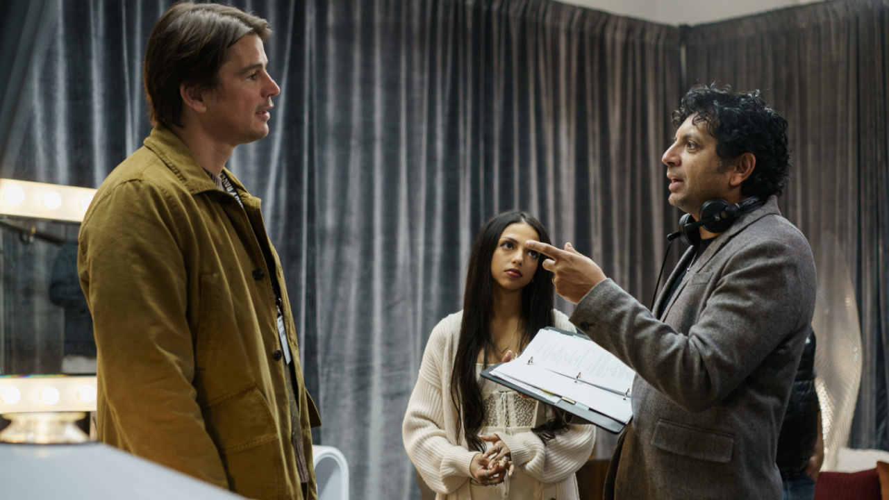 Josh Hartnett and Shaleka Shyamalan with Director M. Night Shyamalan