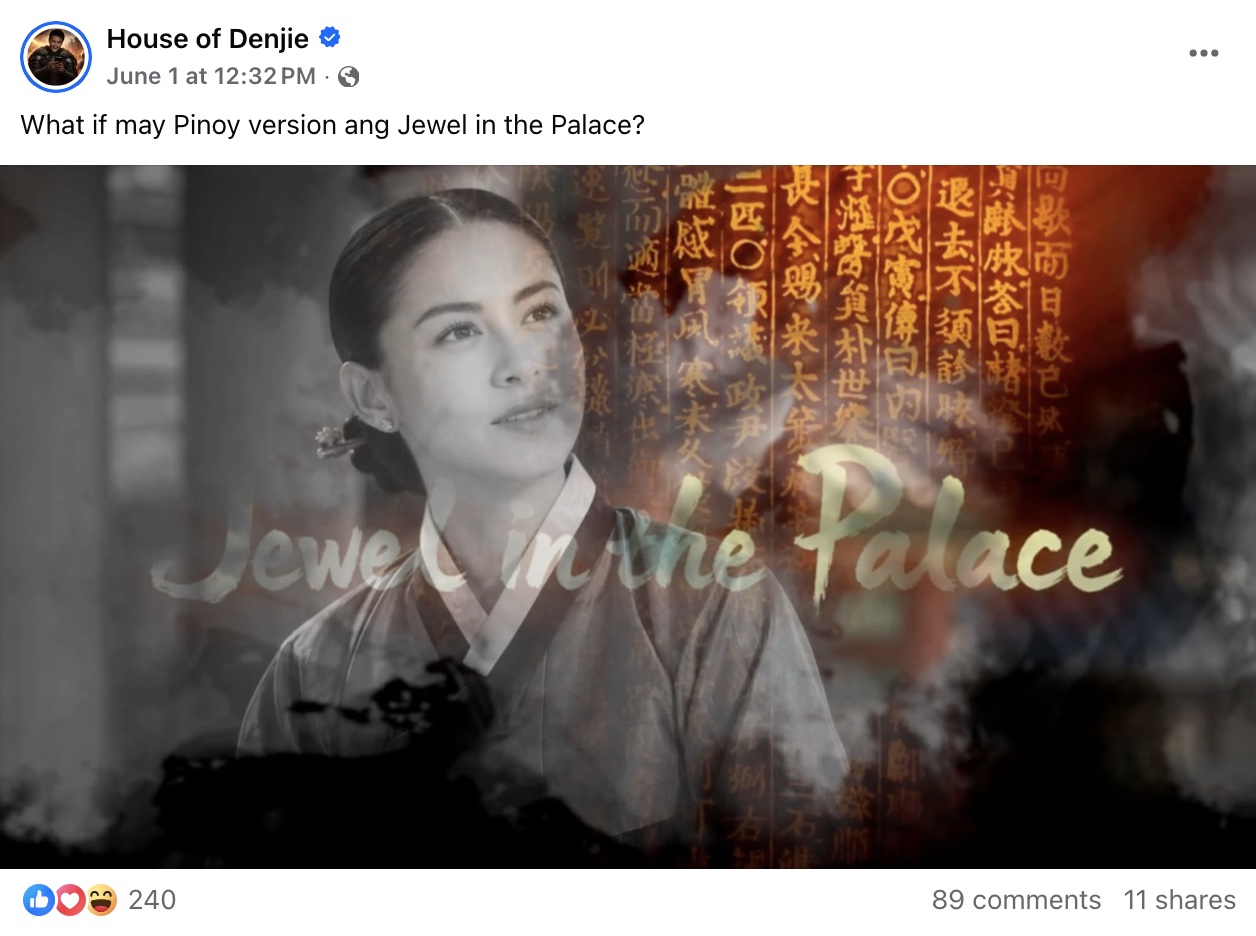 Concept image reimagining Jewel in the Palace with a Filipino setting