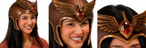 AI-generated variations of Bronze Valkyrie's helmet showing inconsistent results